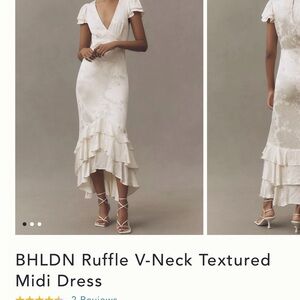BHLDN Cream High Low Ruffle Dress
